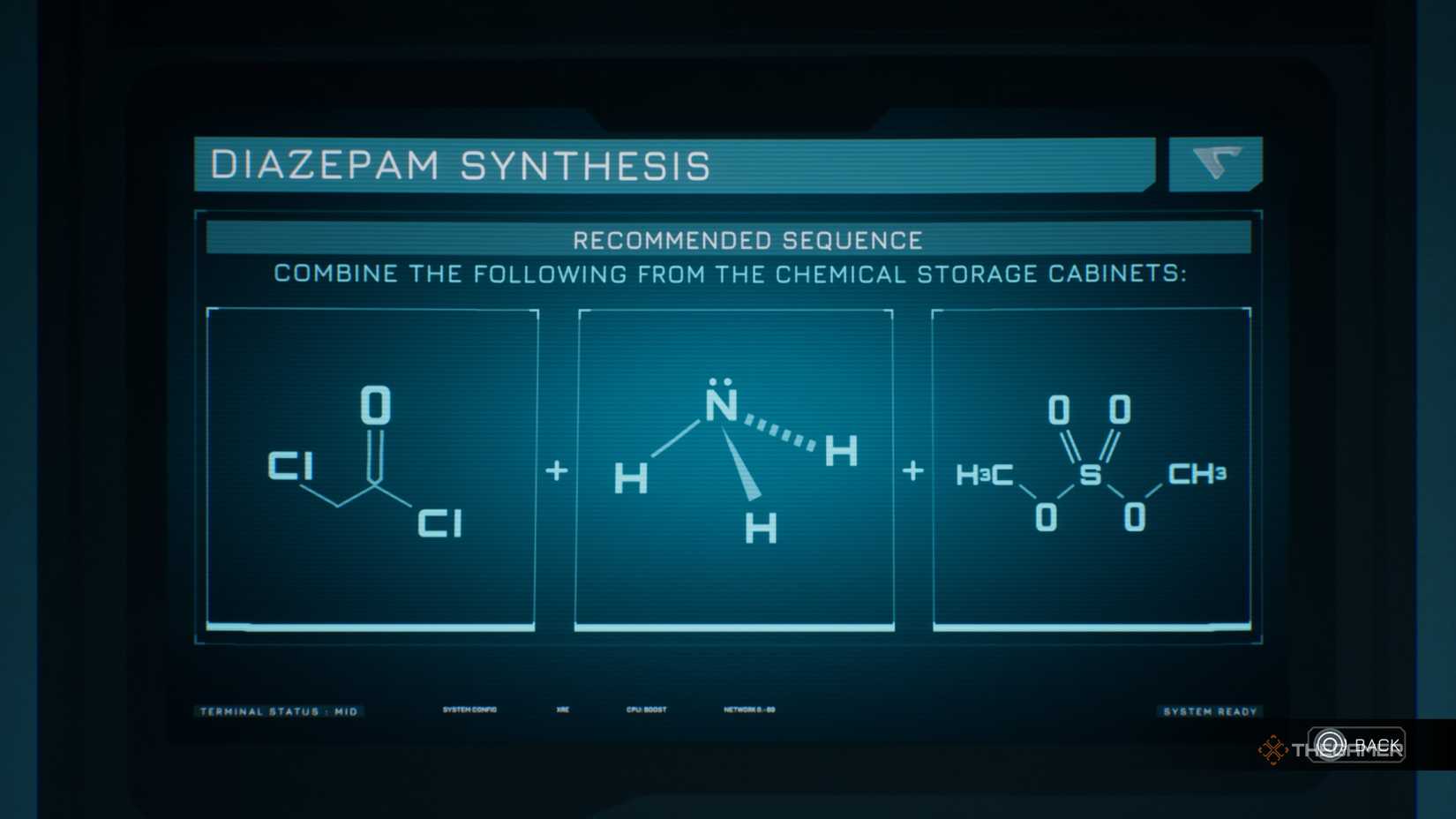 Chemical makeup infographic for diazepam in the fifth episode of Director 8020.