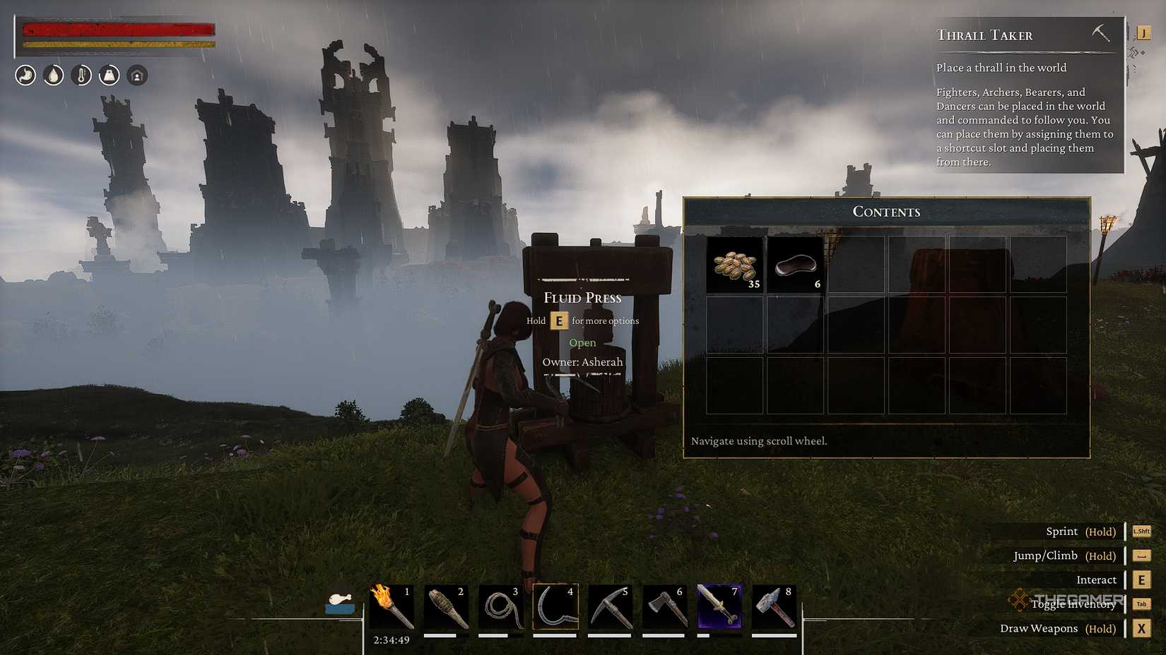 Getting oil from Conan Exiles fluid press.