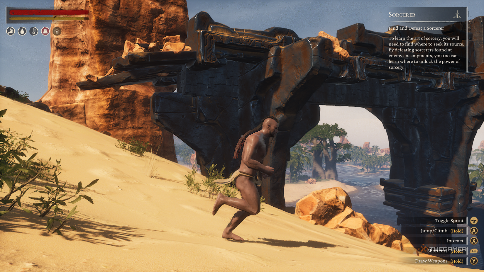 The guy from Conan Exiles is running.