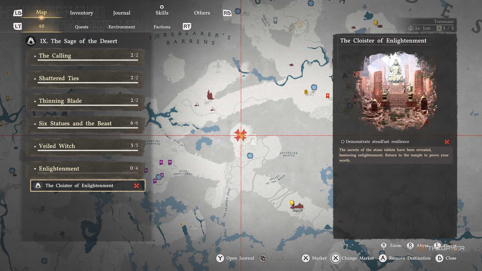 The Cloister of Enlightenment on the Crimson Desert map.