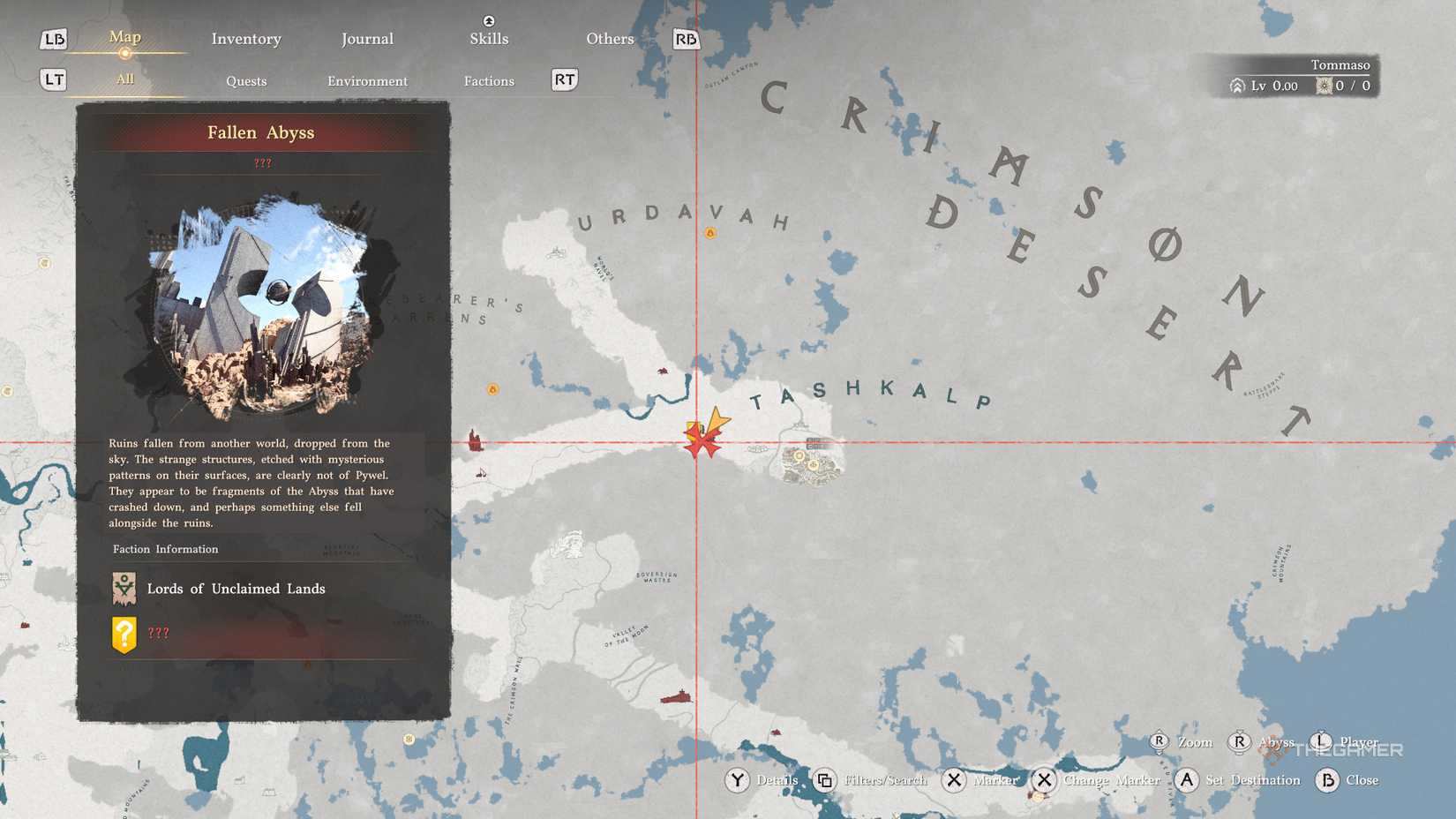 The Fallen Abyss On Map in Crimson Desert.
