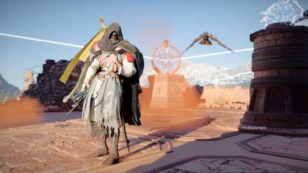A cliff standing on the summit of the sun in the crimson desert.