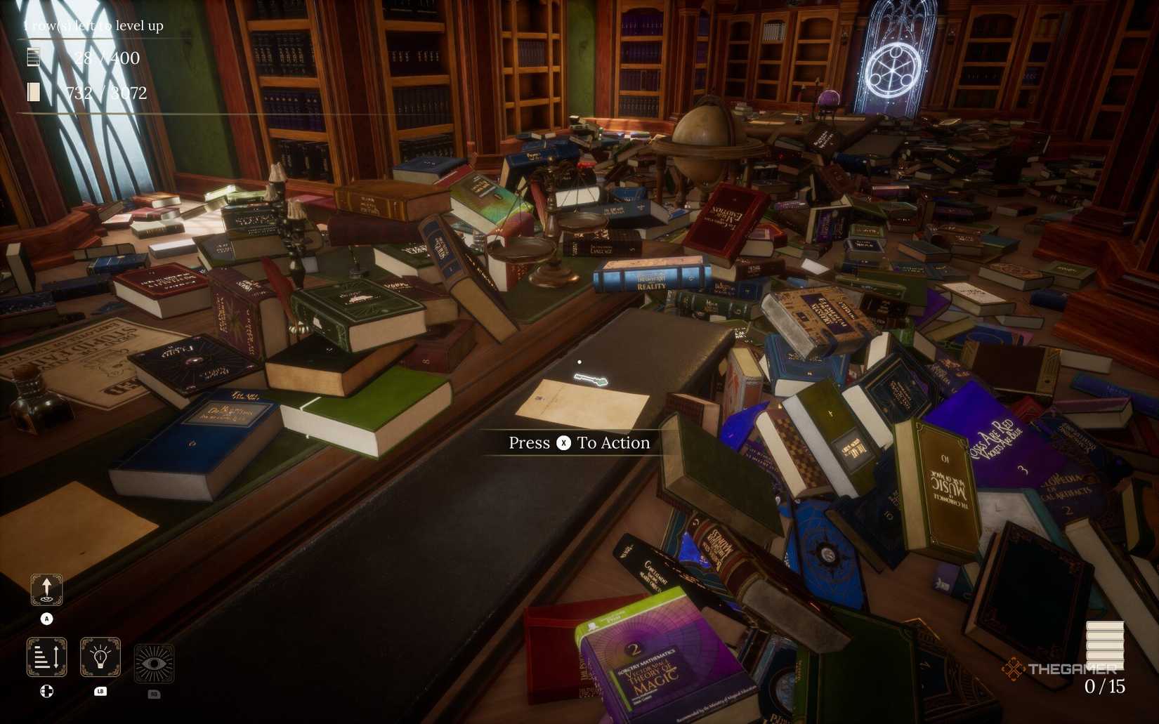 Emerald Club Key on the Librarian's Bench: Organize the Arcane Library.