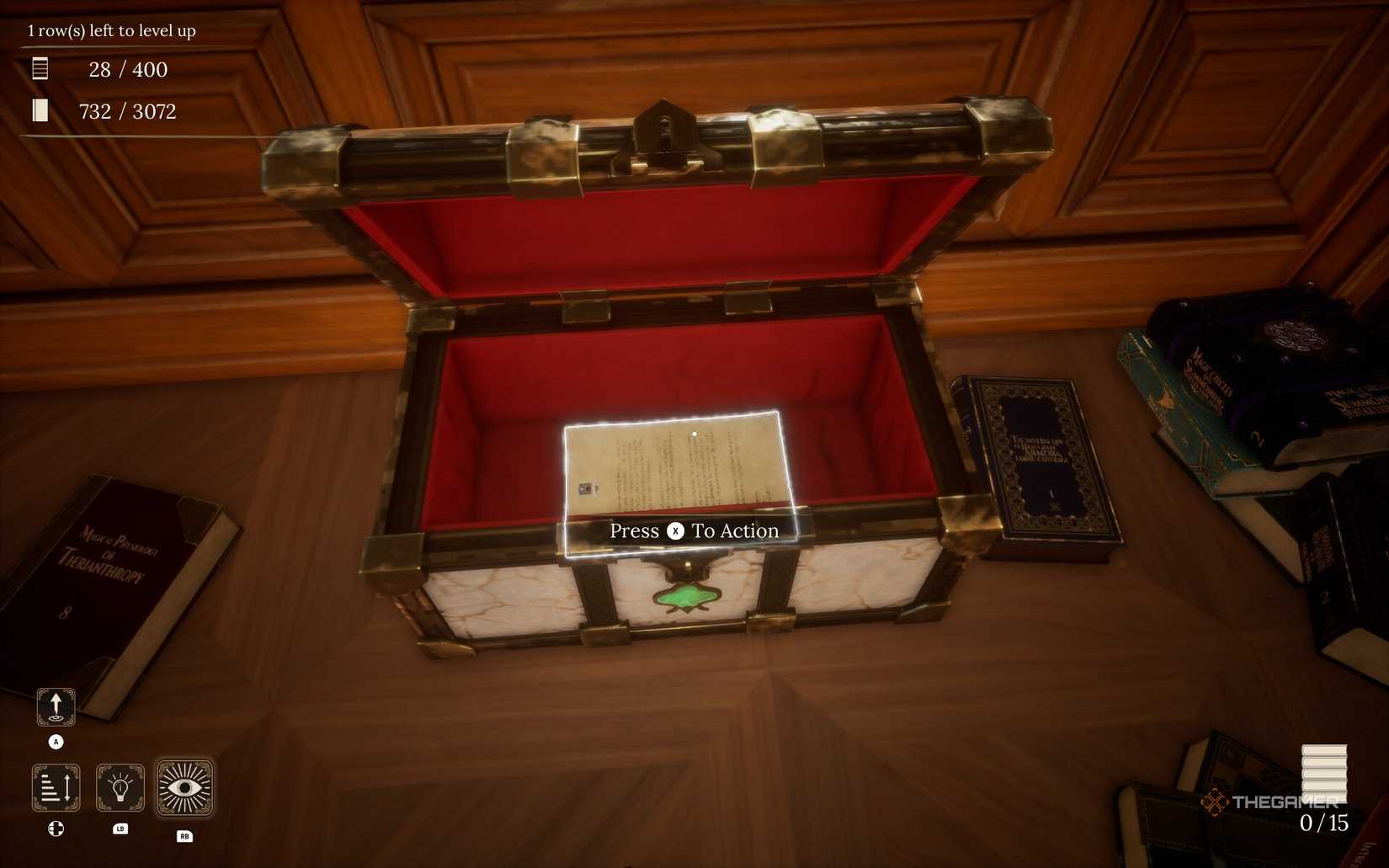 Document sitting in an open chest in the Librarian: Clean out the Arcane Library.