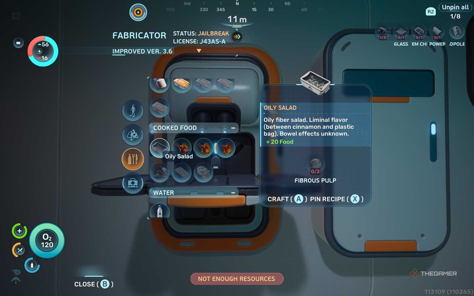 The recipe for Oily Salad in Subnautica 2.