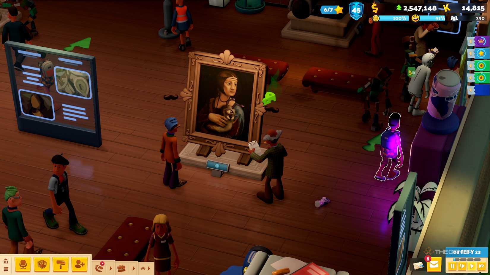 Lady with Monobeast in Two Point Museum's Arty-Facts.