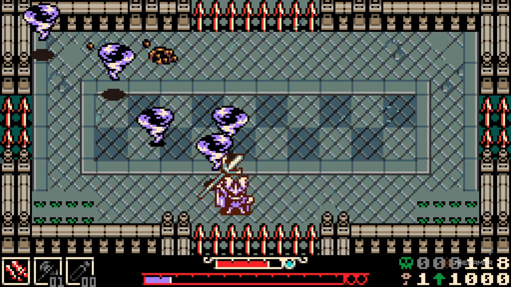 Mina uses her burrow ability to quickly run away from Hollow Mina's powerful attacks.