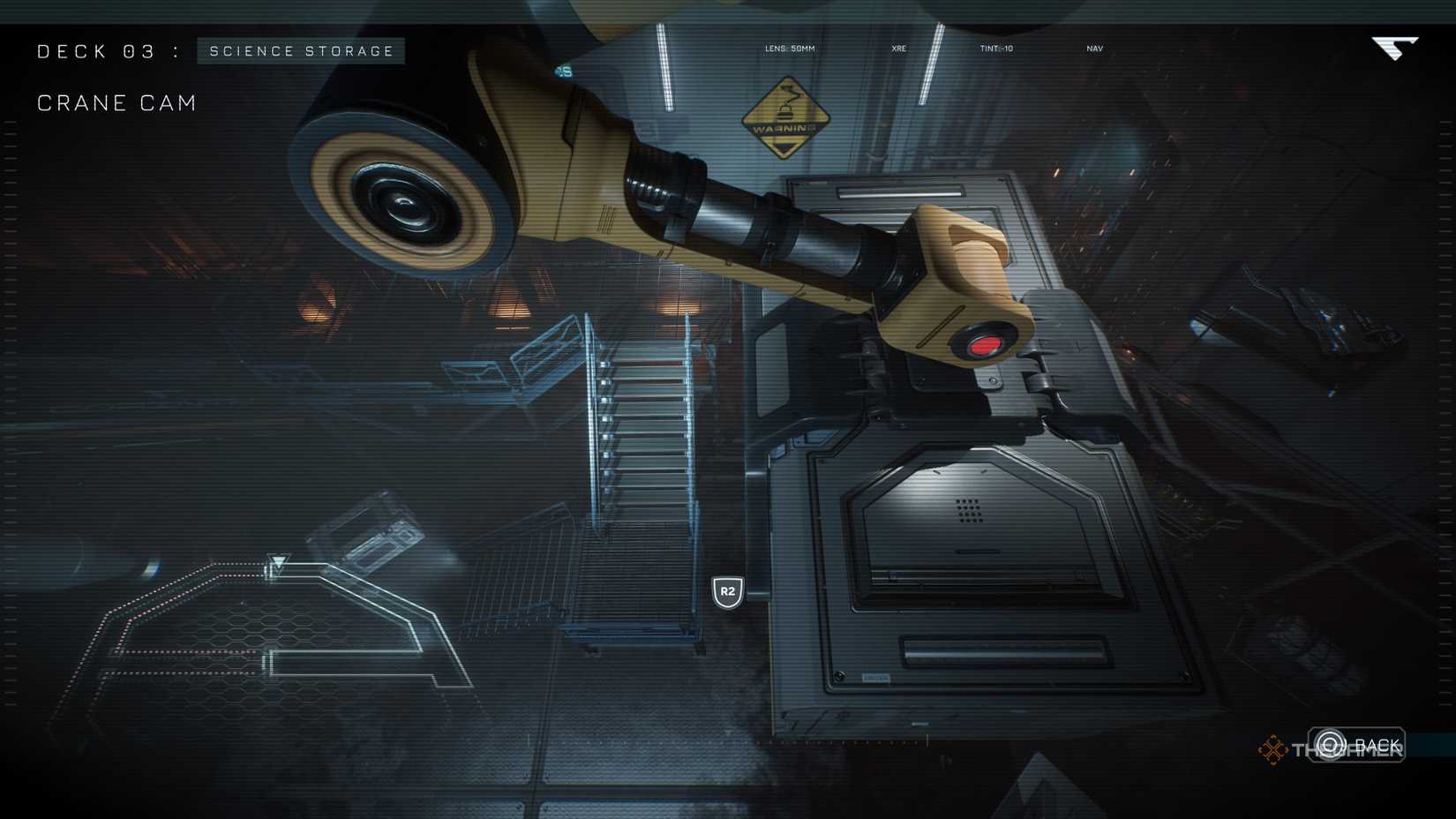 Moving the crane to make a path to the battery cell in episode six of The Dark Pictures Anthology Directive 8020.
