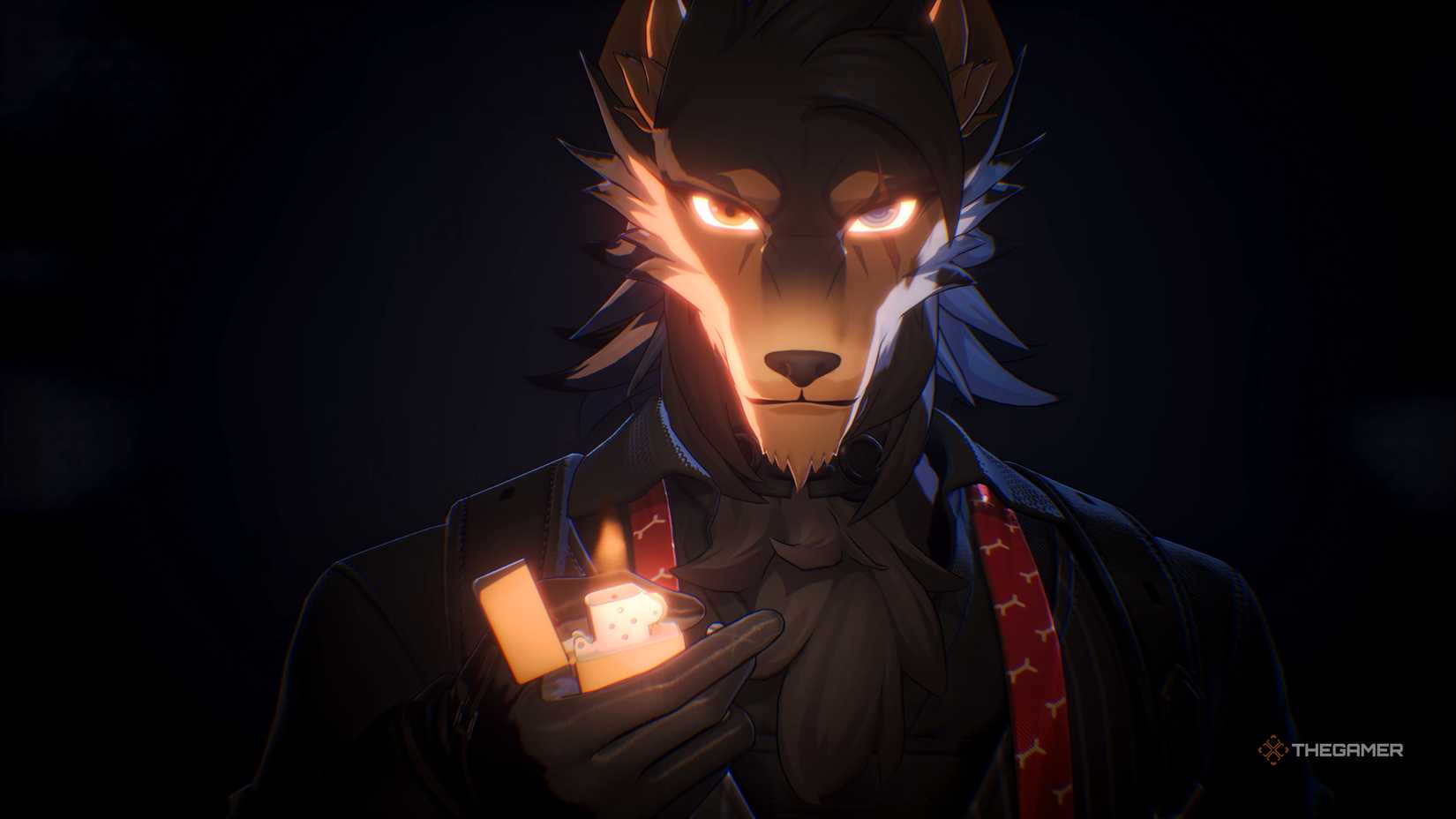 Skia activates her Ultimate Attack, lighting up her face with her lighter so that her shadow can extend outwards and attack nearby anomalies in Neverness to Eternity.