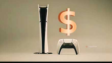PS5 Slim with a dollar sign above the controller.