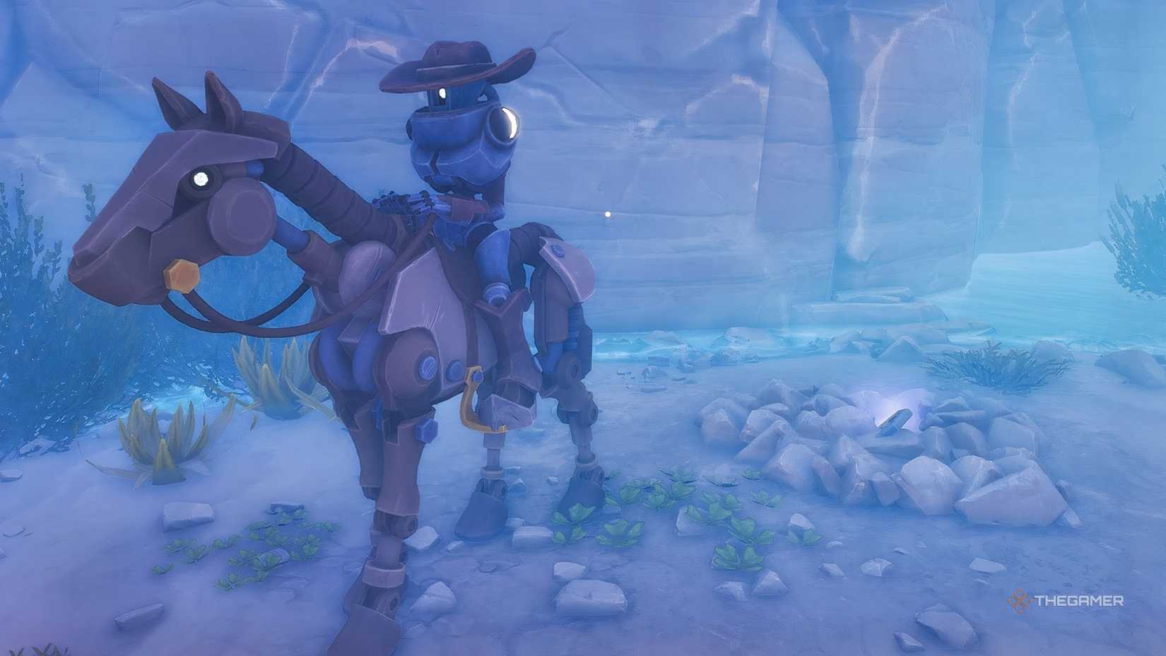 Sur un cheval avec un m&eacute;daillon sur la carte Canyon de Far Far West.