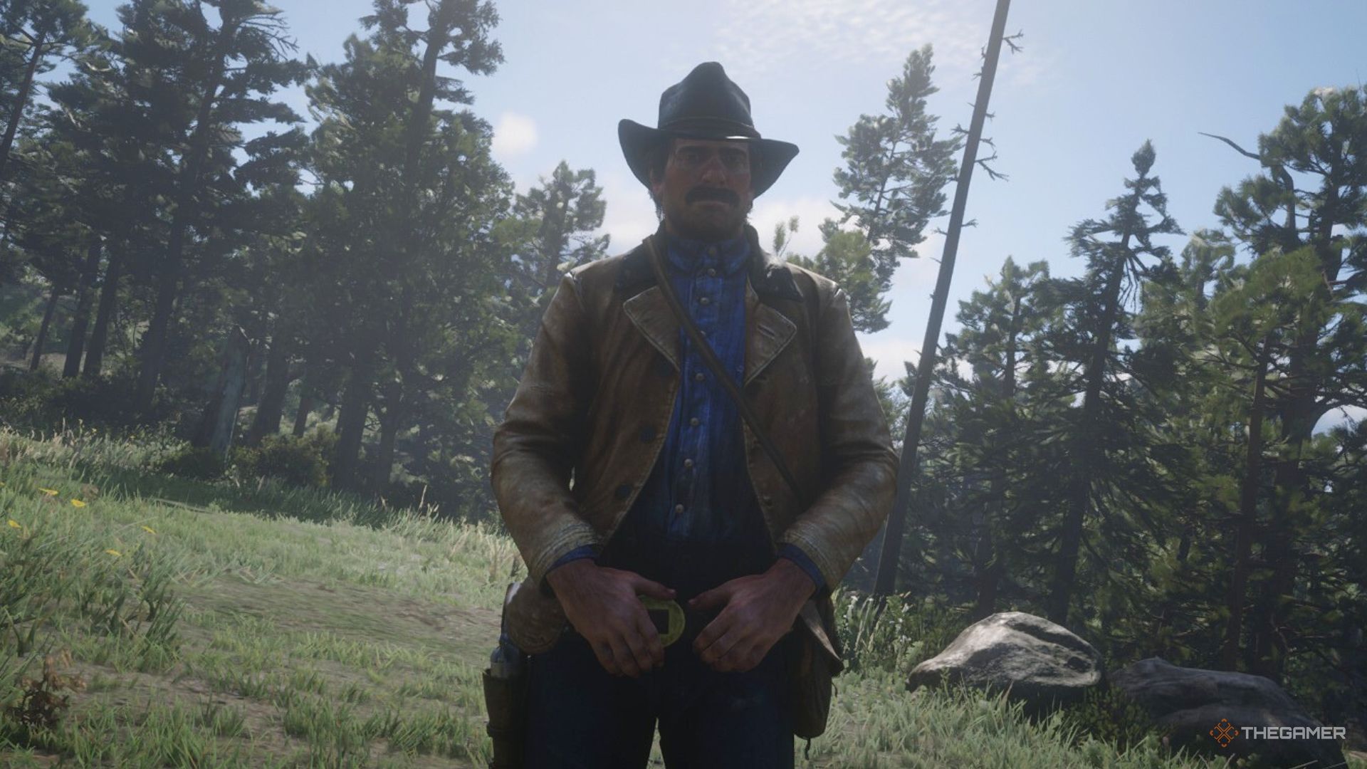 Close-up of Arthur Morgan from Red Dead Redemption 2.