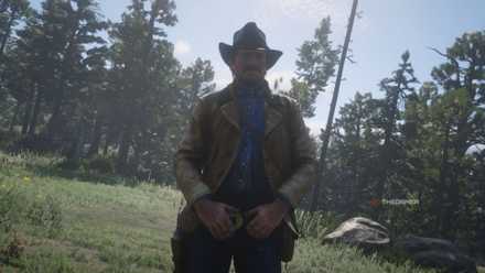 Close-up of Arthur Morgan from Red Dead Redemption 2.