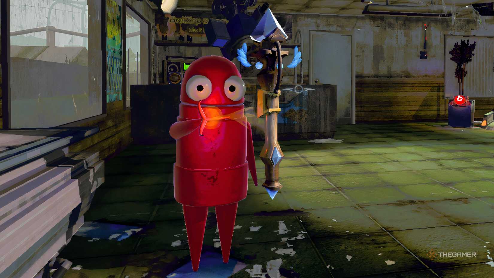 Repo semibot holding a staff.