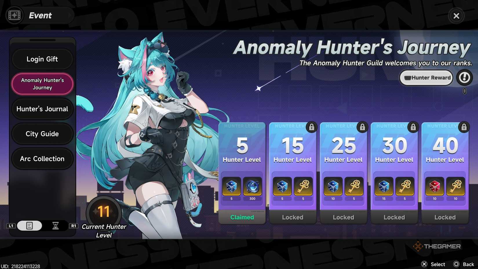 Rewards for reaching Hunter benchmark levels in NTE.