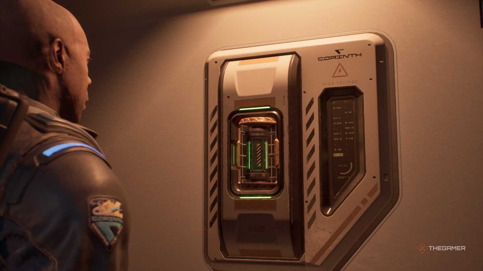 Stafford with a power cell in episode 8 of Directive 8020.