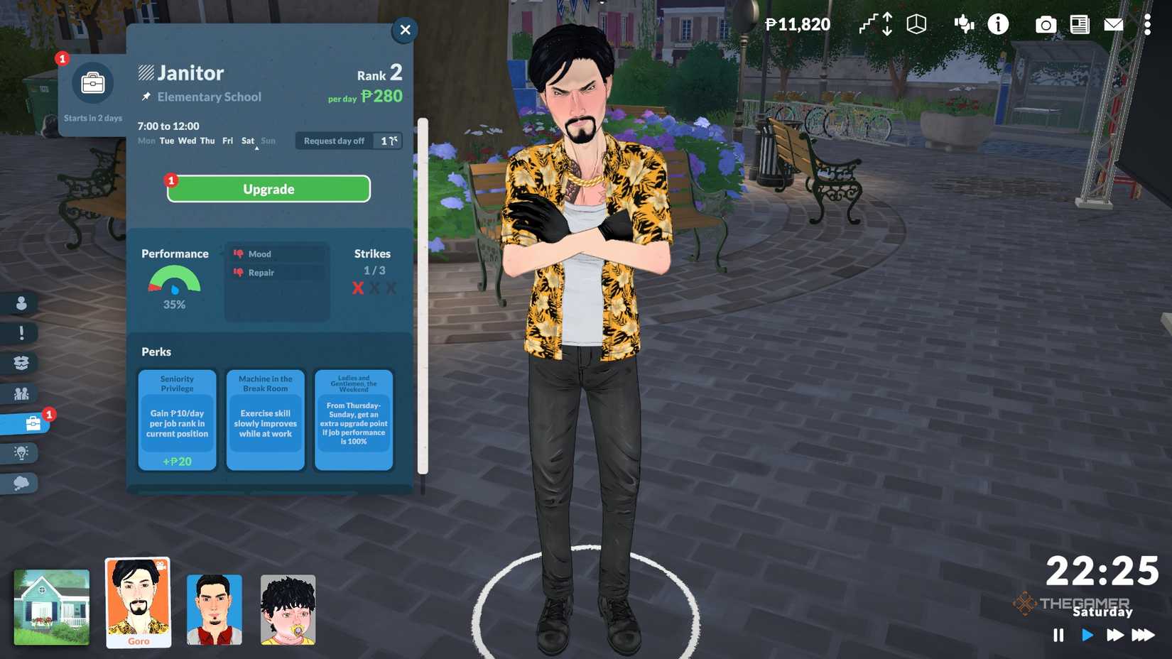 Strikes on the job menu in Paralives while the Para looks unhappy.
