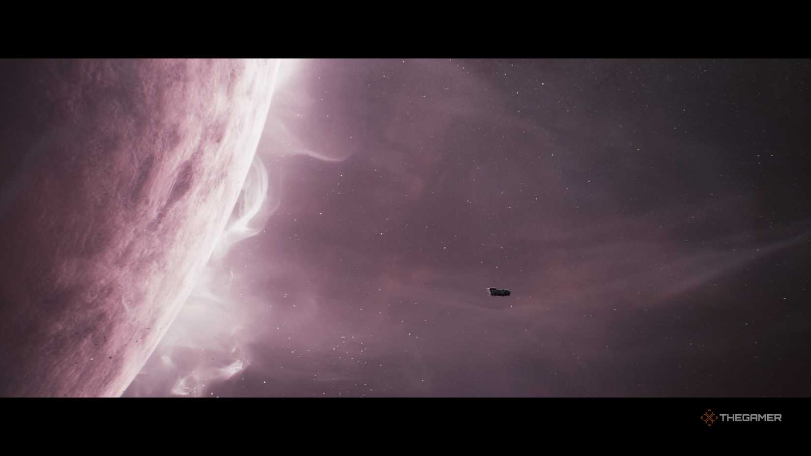 The Cassiopeia flying away from Tau Ceti F in Directive 8020.