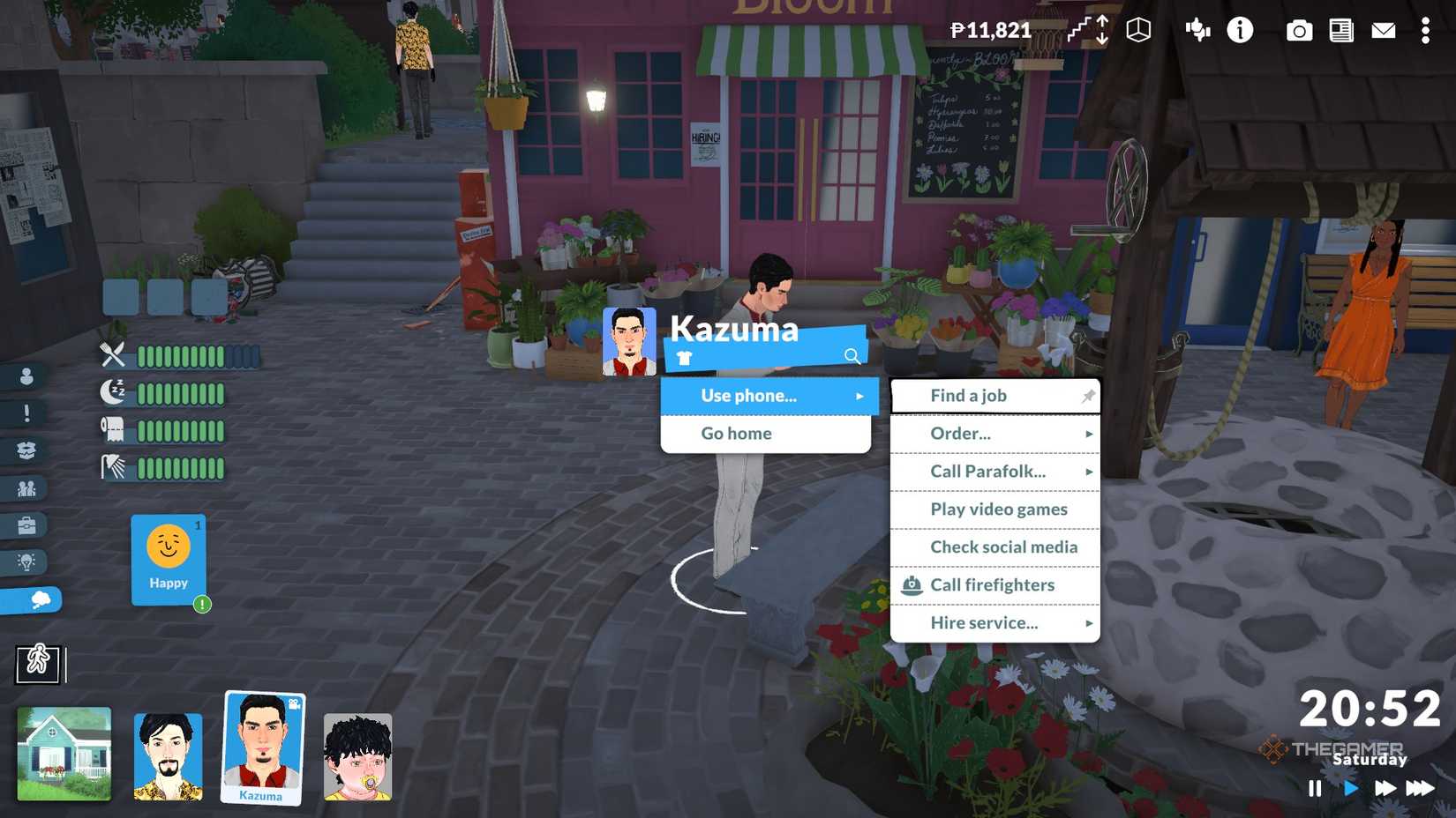 Using a phone to look for a job in Paralives.