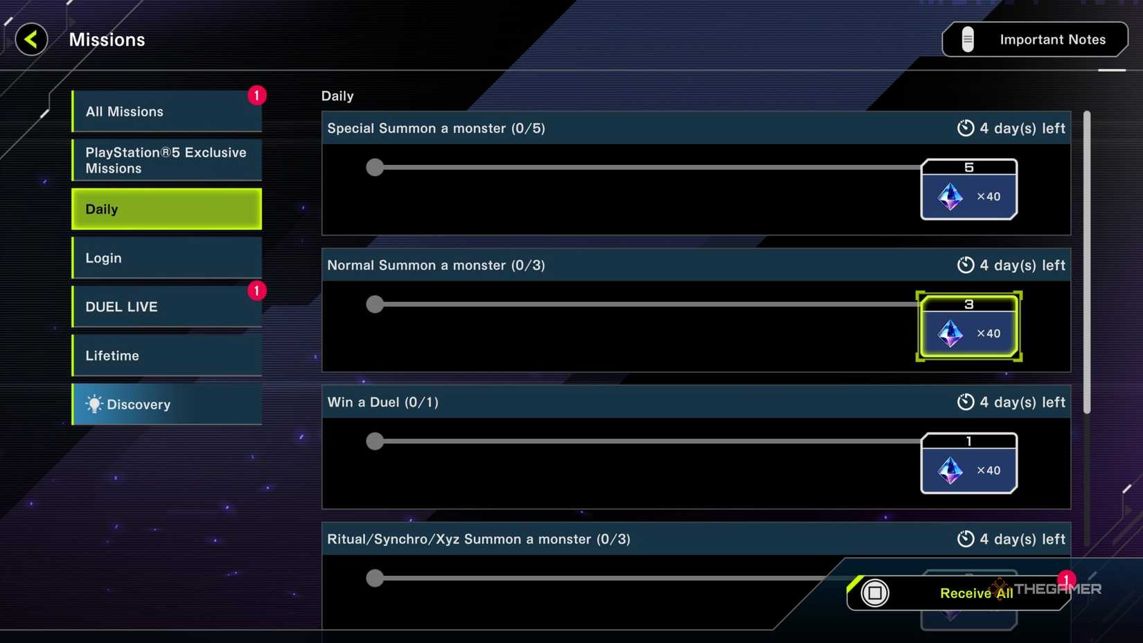 Yu-Gi-Oh Master Dual Mission submenu.