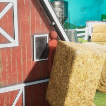Country hiding spot 6: Painted to match the barn behind the hay bales.