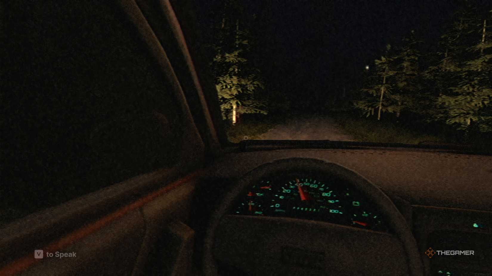 Player driving away from a house on a dirt road in Fears to Fathom Scratch Creek.