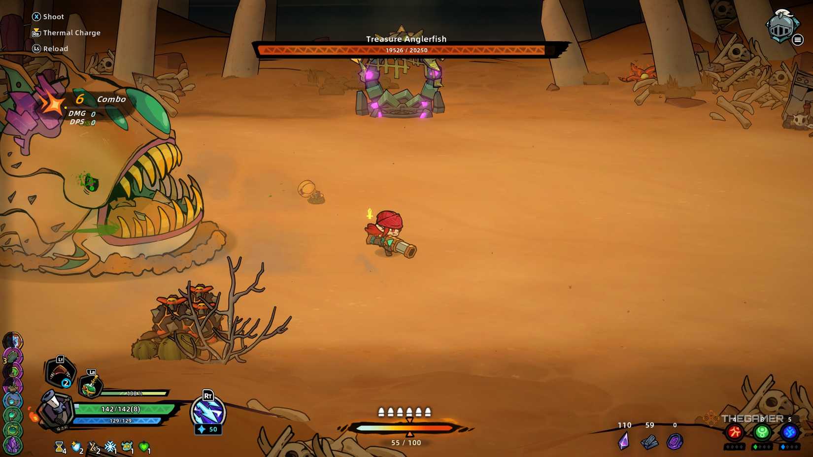 A player who defeats the Treasure Anglerfish boss in Lost Castle 2.