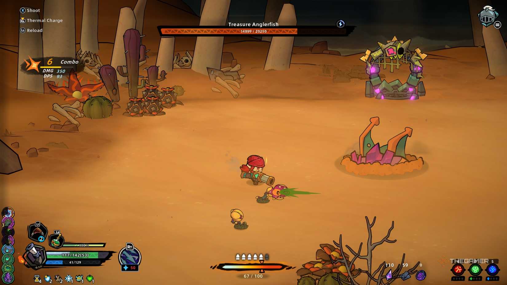 A player who defeats the Treasure Anglerfish boss in Lost Castle 2.