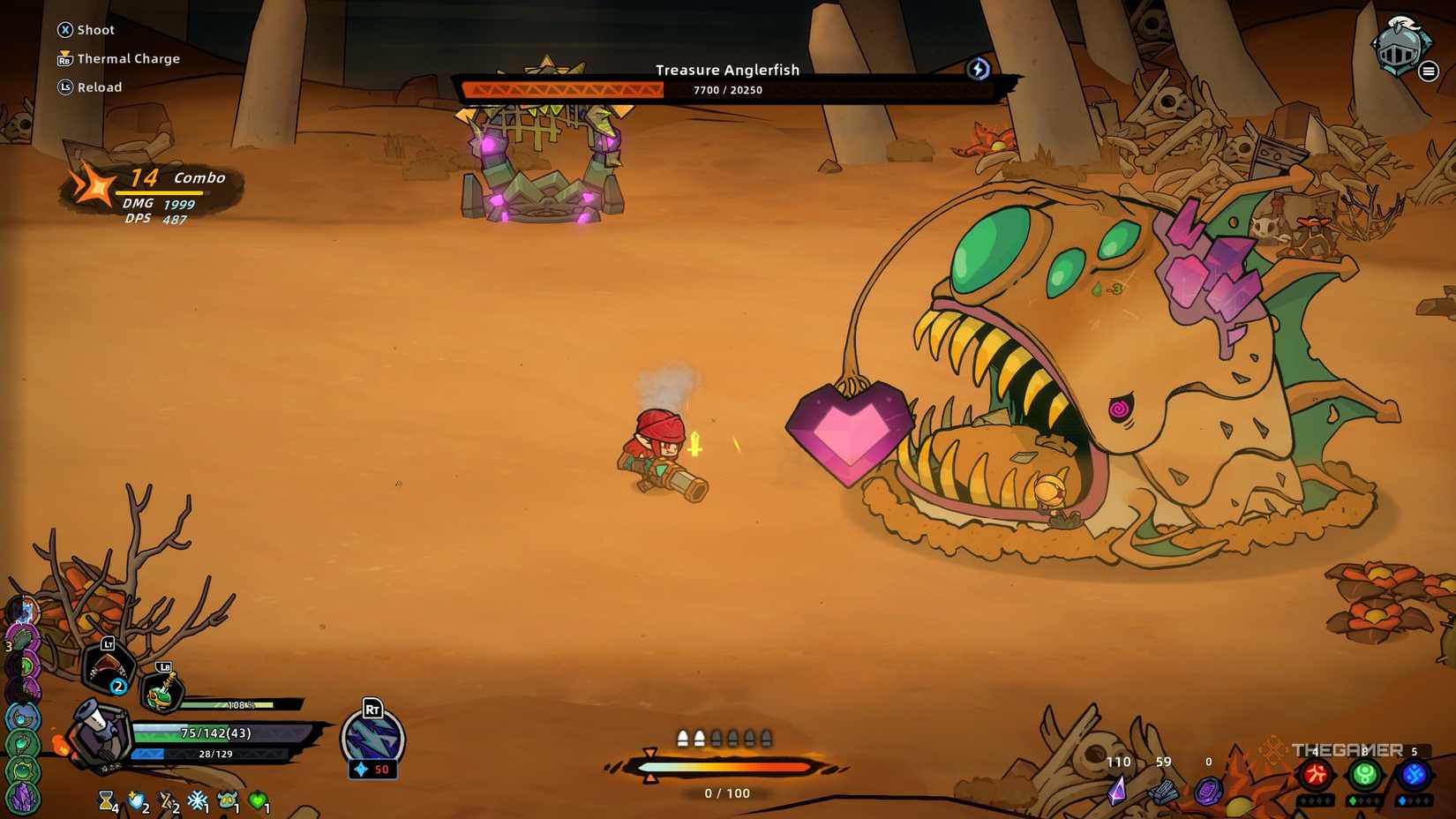 A player who defeats the Treasure Anglerfish boss in Lost Castle 2.