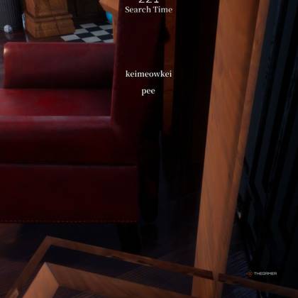 Hide-and-Seek Mansion hiding spot 9: Tucked behind an armchair.