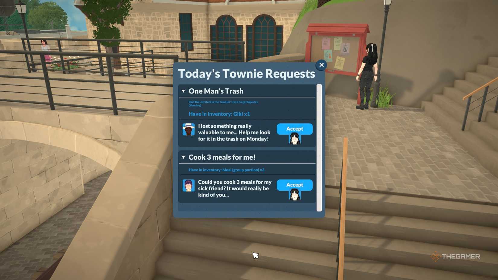 A Para woman looks at Townie Requests on the Paralives message board.