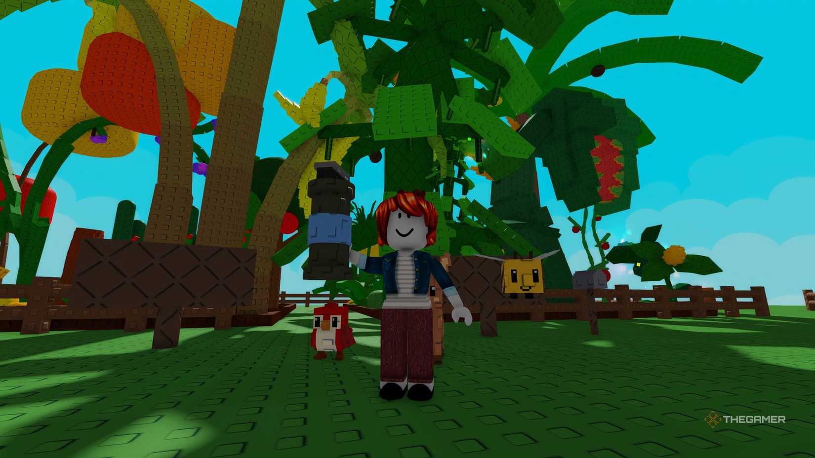 A player holding a Flashbang in Grow a Garden 2 Roblox.