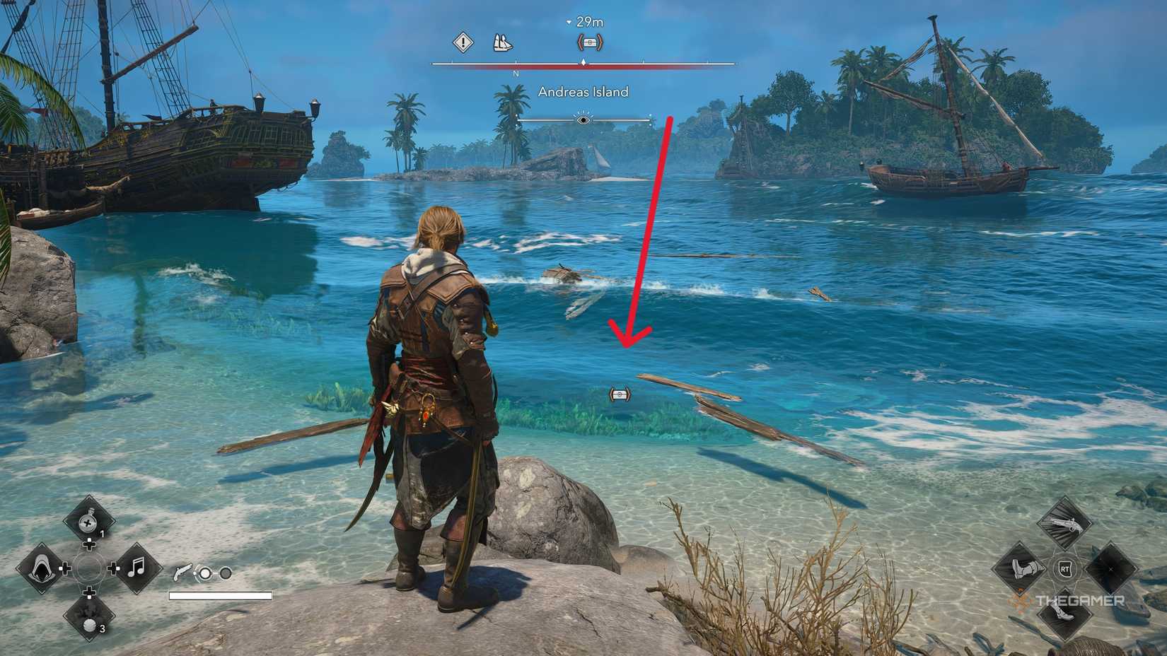 بازیکنی که همه چیزهای کلکسیونی را در جزیره آندریاس در Assassin's Creed: Black Flag Resynced پیدا می کند.
