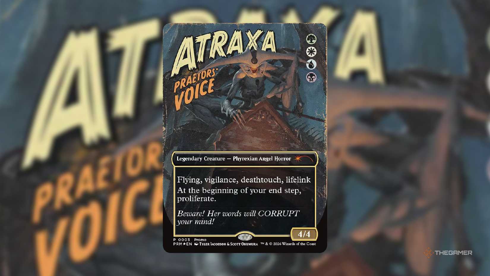 Atraxa, Praetors voice MTG card.