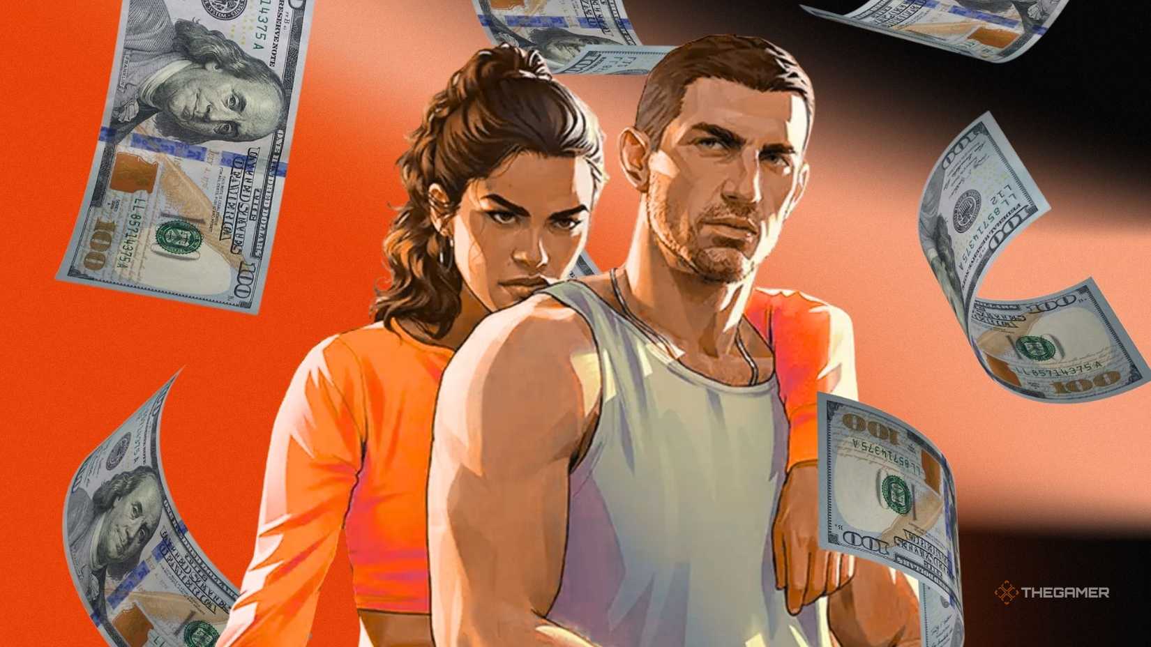 Characters from GTA 6 with money.