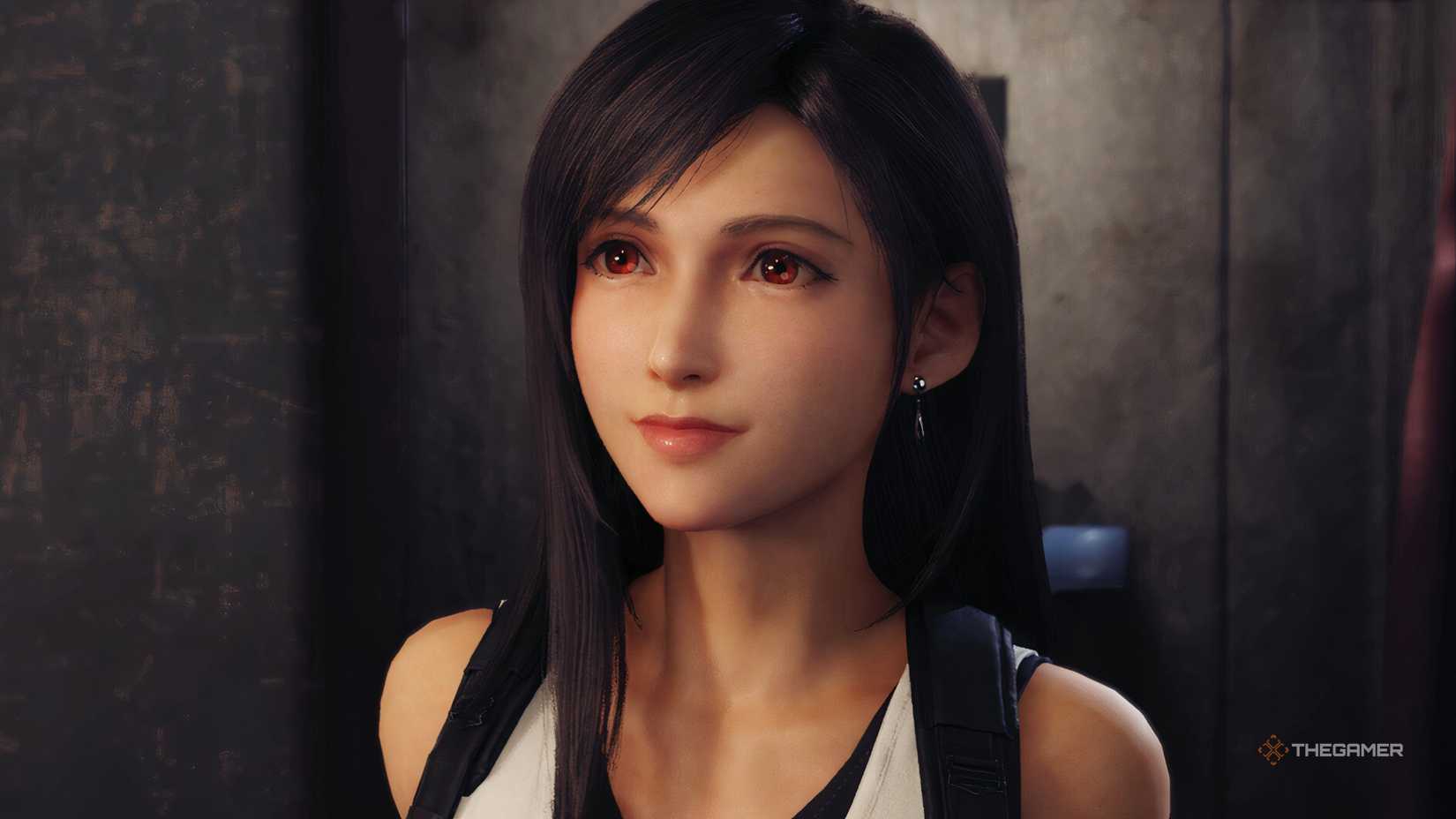 Close-up of Tifa in Final Fantasy 7 Remake.