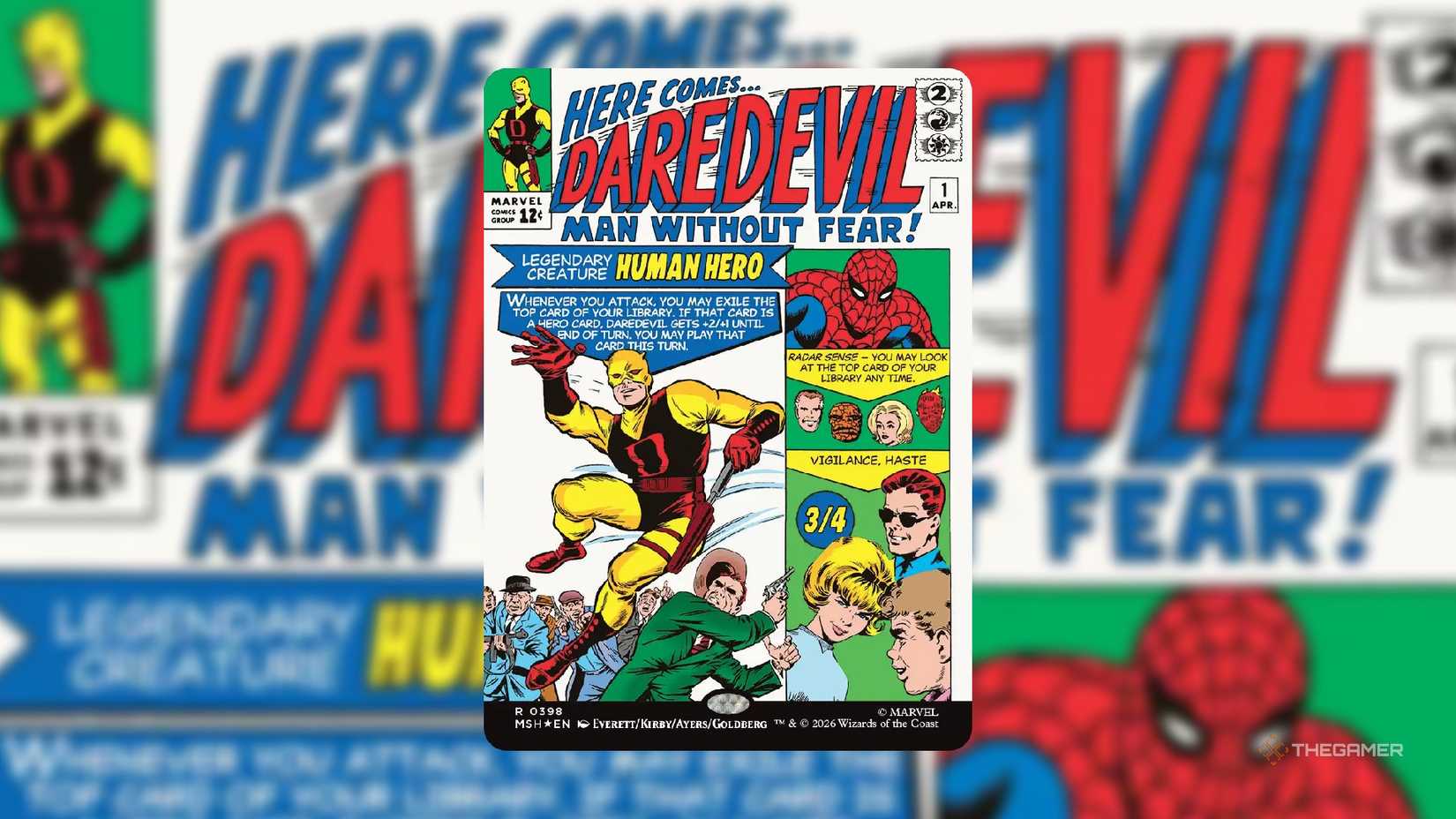 Daredevil, Man Without Fear Comic Book MTG Card.
