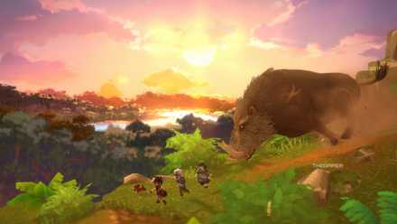 Dave and friends run from a boar in Dave the Diver In the Jungle.