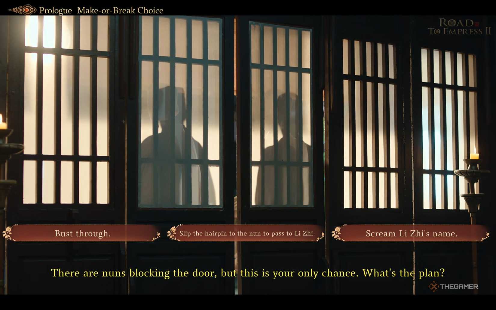 Decide how to get out of meditation in Road to Empress 2.