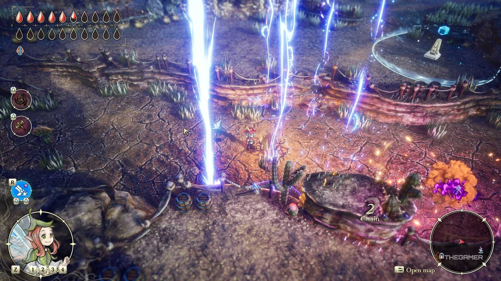 Elliot surrounded by lightning in a desert area in The Adventures of Elliot The Millennium Tales.