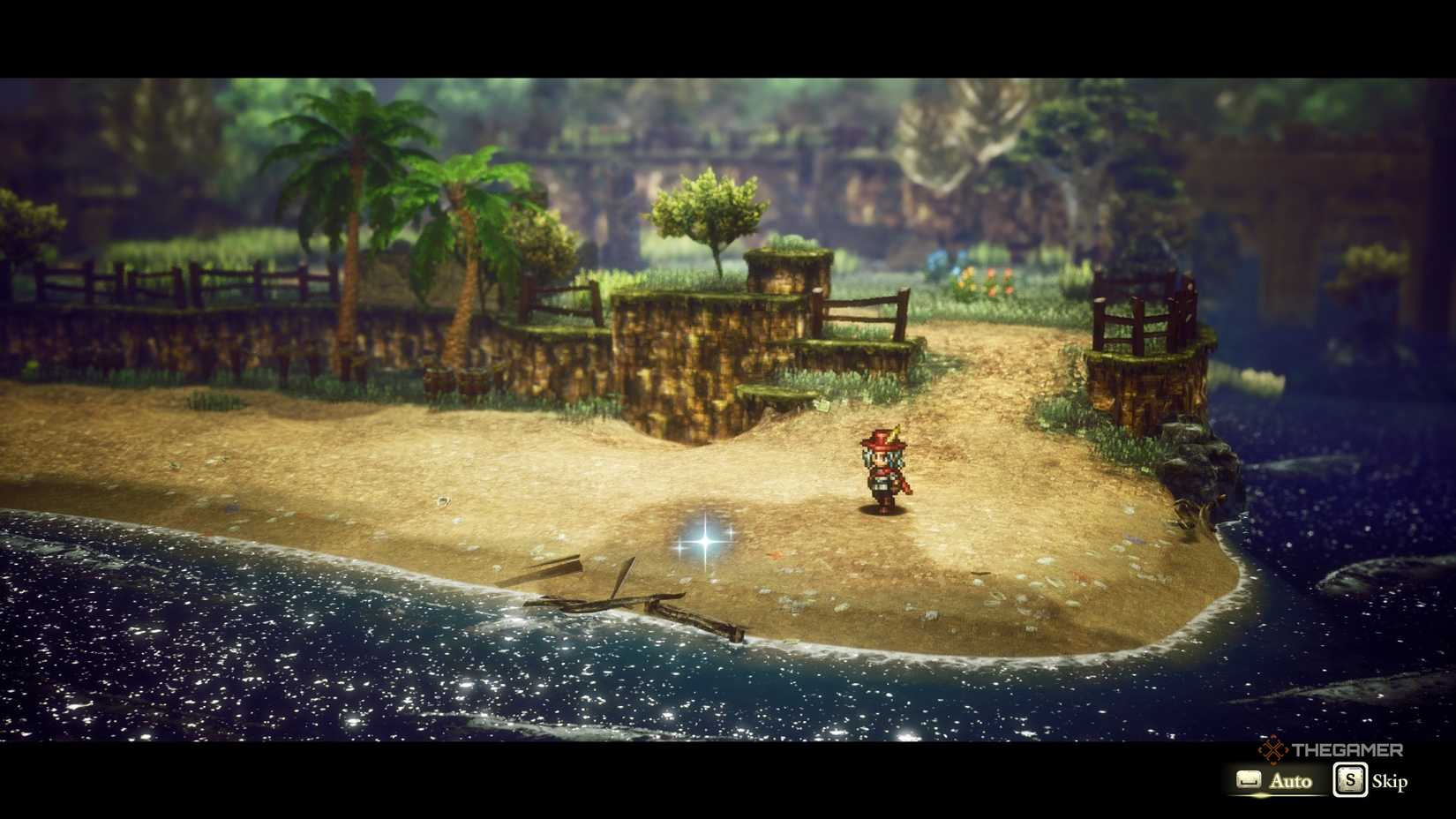 Elliot walks along the beach towards a shiny object in The Adventures of Elliot The Millennium Tales.