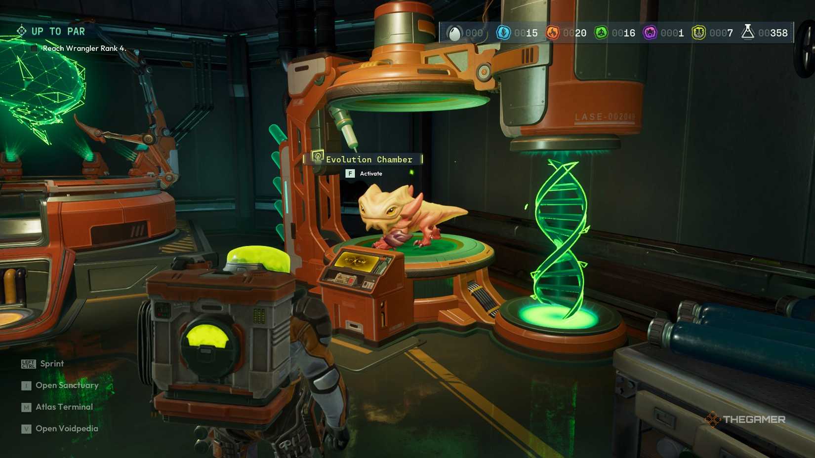 The evolution chamber in the room in Voidling Bound.