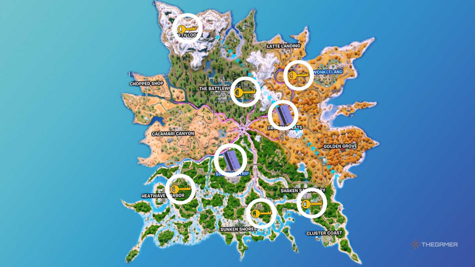 Fortnite ch7 s3 map keys and card vault locations.