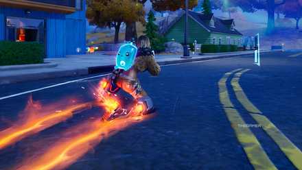 Fortnite sliding with flames.