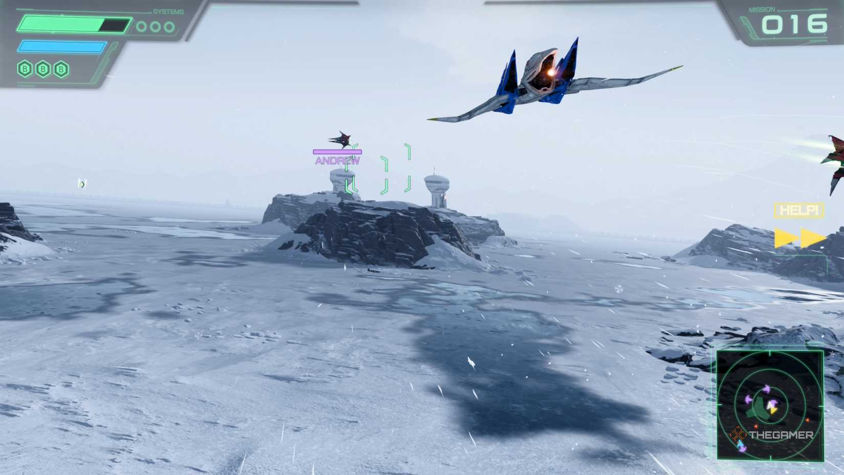 Tracking down Star Wolf members in Star Fox's Piccina.