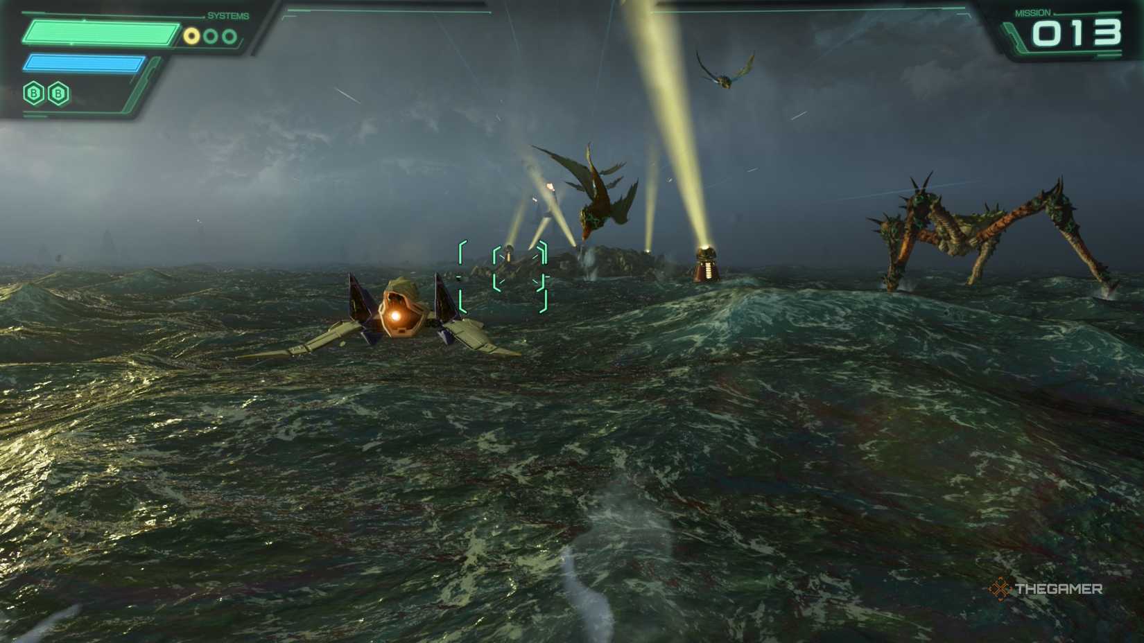 Fly towards the spotlight in Starfox's area.