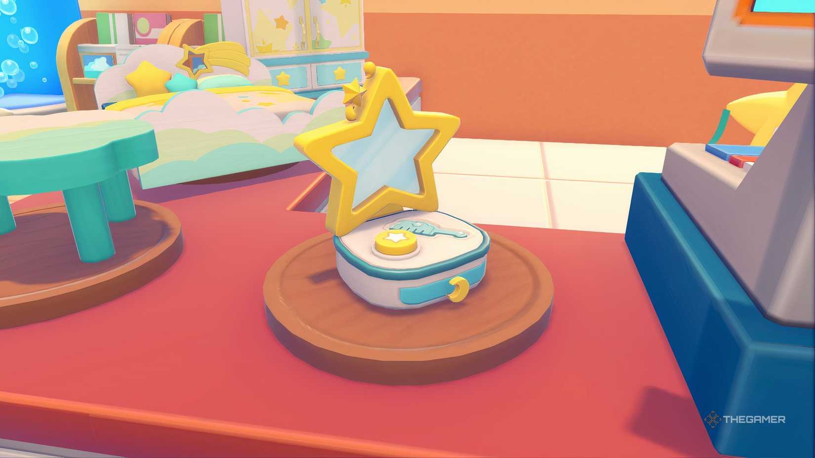 A star-shaped dresser in Pokemon Pokopia.