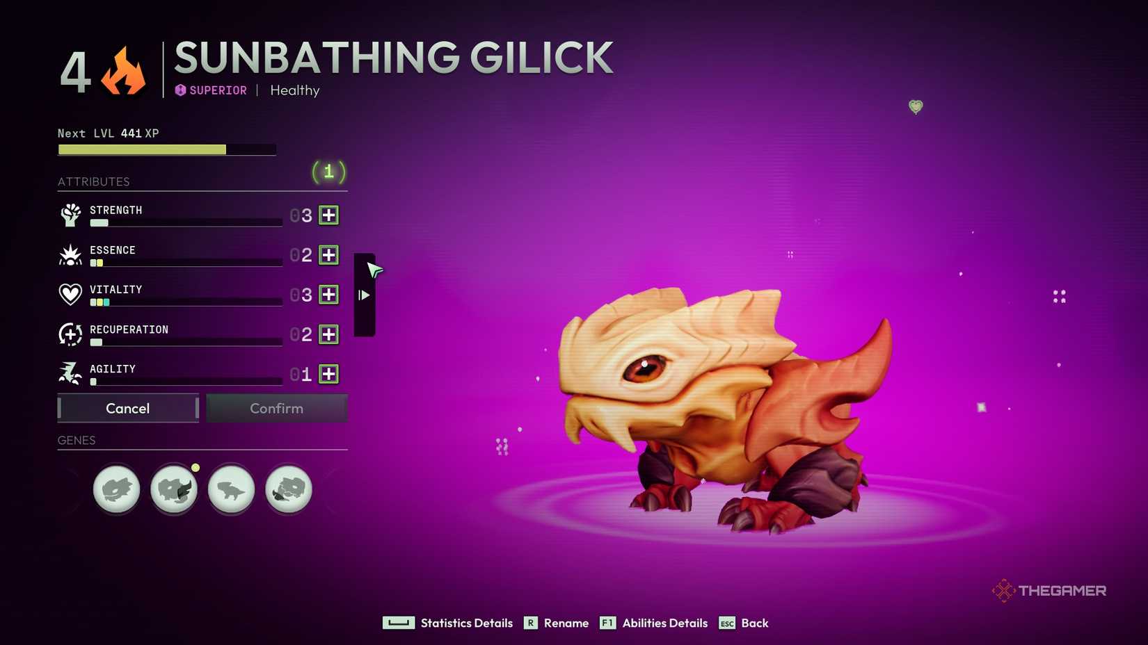 Inspect the screen for Sunbathing Gilick from Voidling Bound.