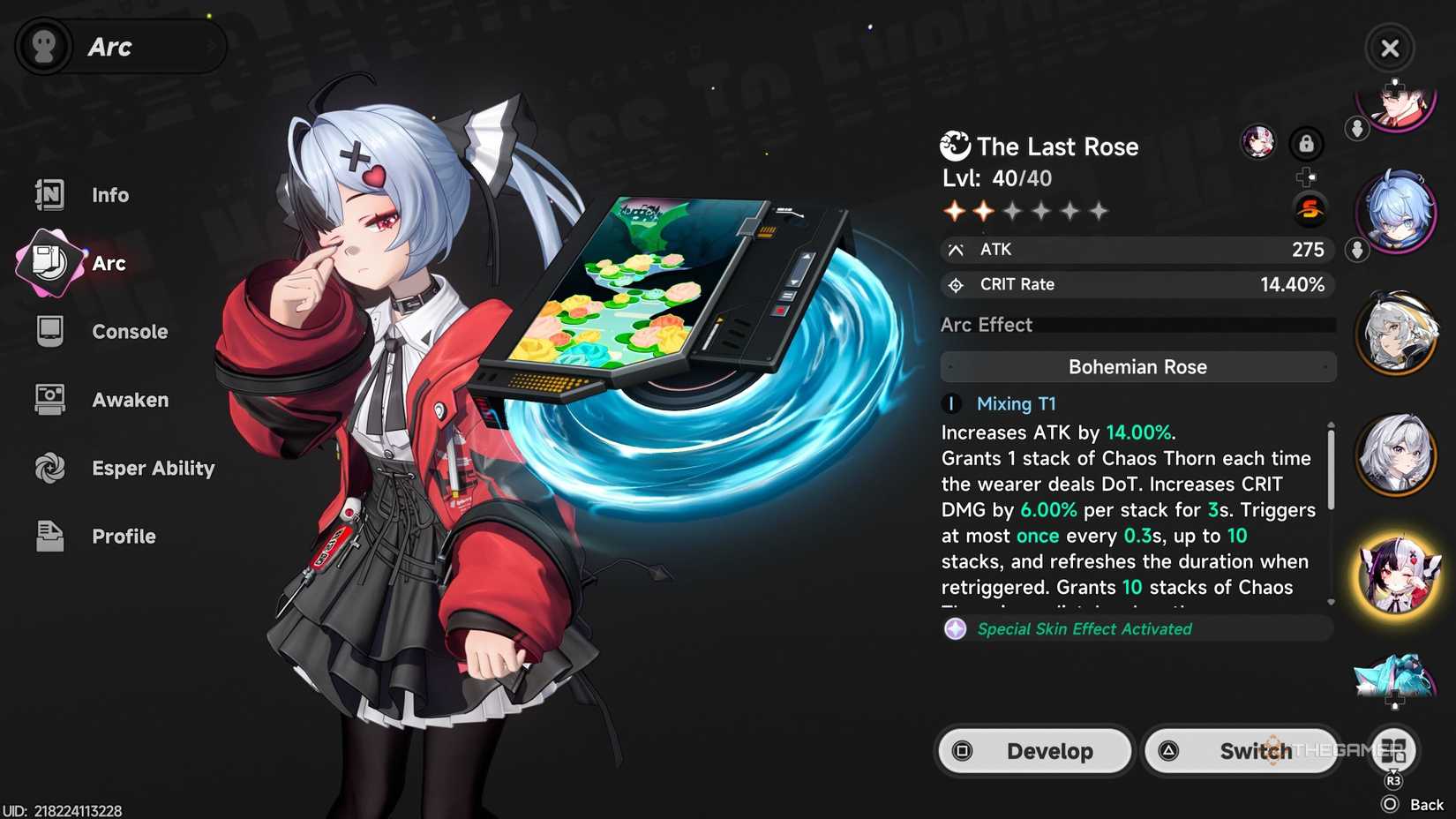 Lacrimosa from NTE with The Last Rose as her best arc in Neverness to Everness.