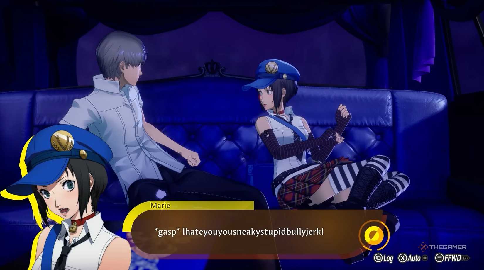Marie angry at Yu in the Velvet Room in Persona 4 Revival.